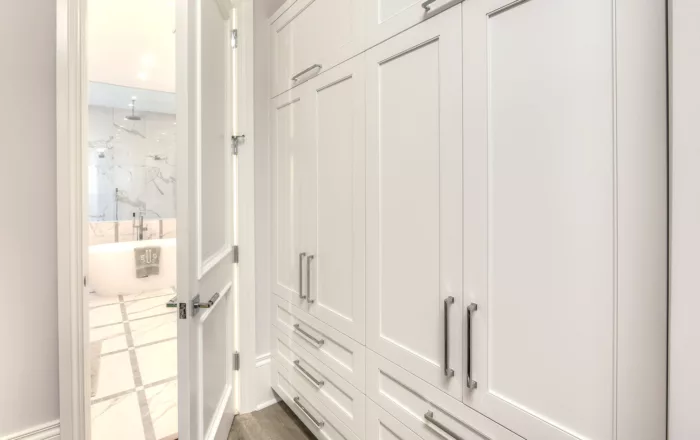 custom closet cabinets near a bathroom