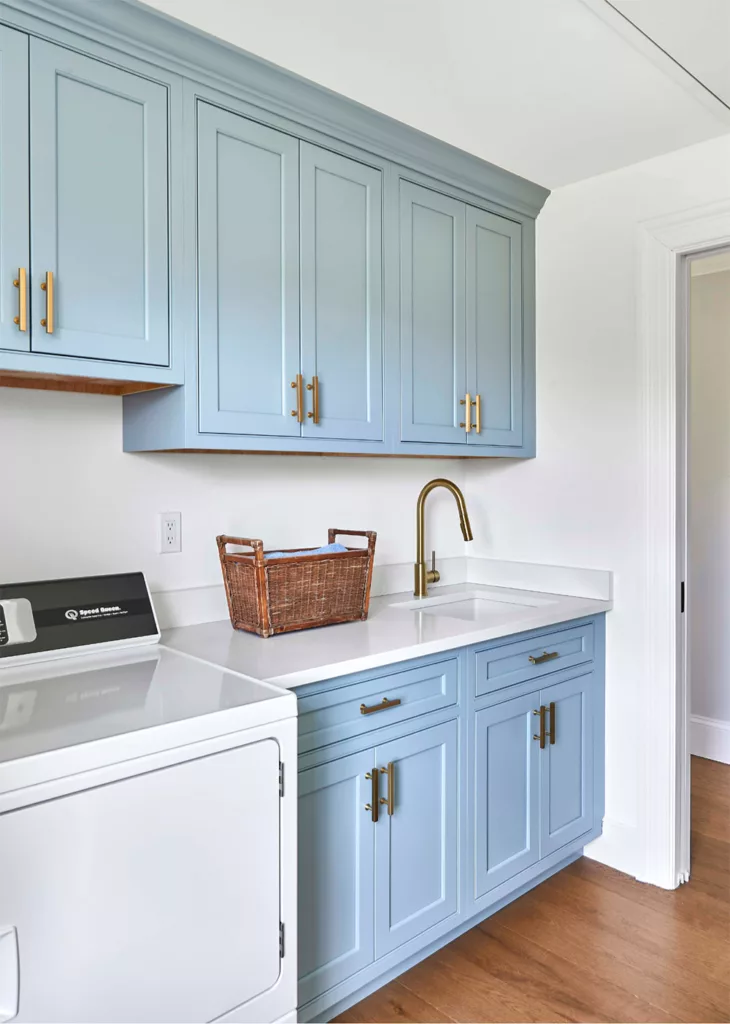 Cabinets in a laundry room with shaker doors