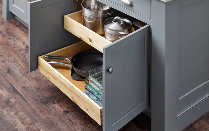 pullout drawers in a kitchen island