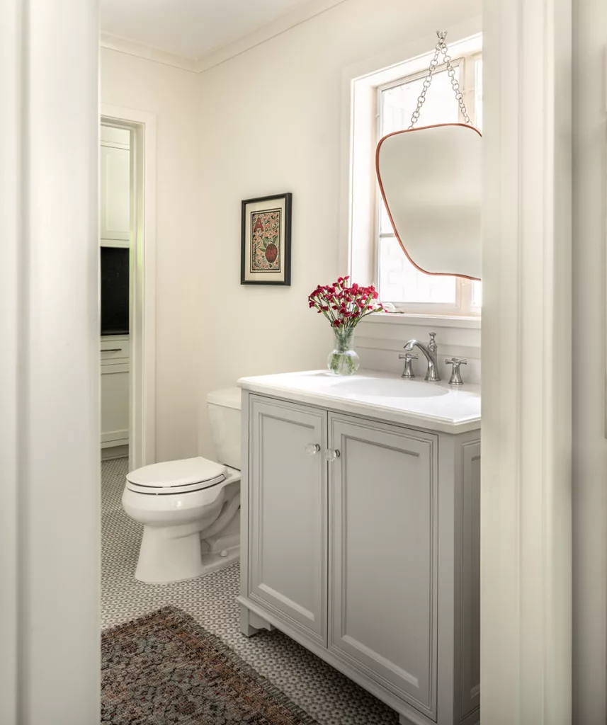 Vanity cabinets in a bathroom