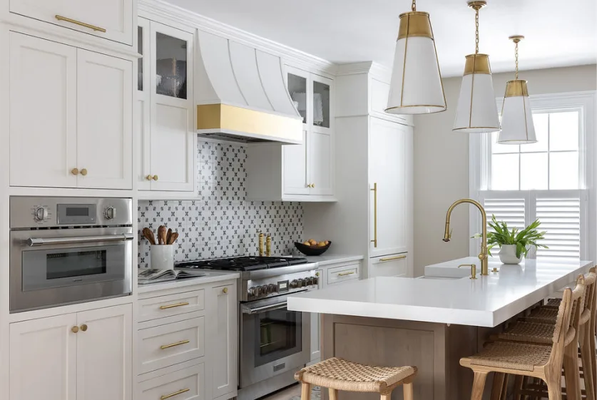Custom kitchen cabinets with painted finish in transitional style
