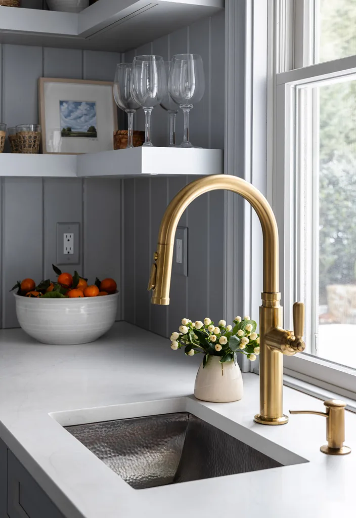 Sink and faucet with pantry cabinets