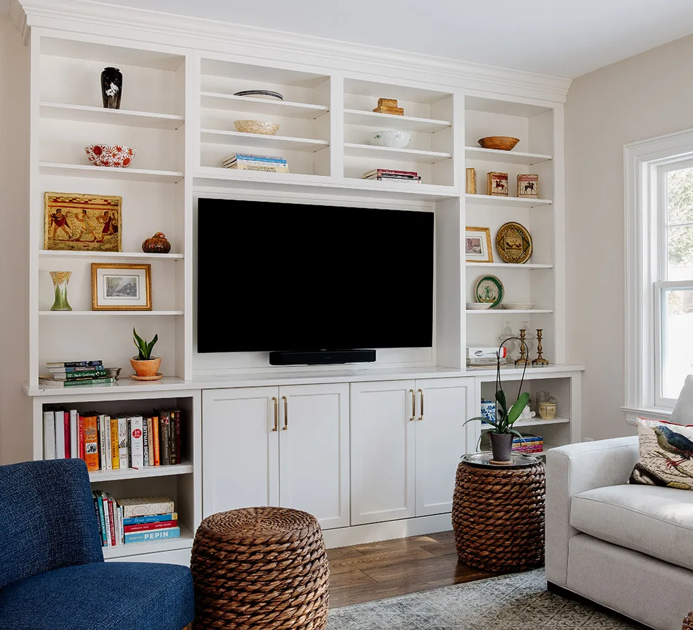 built in home library shelves