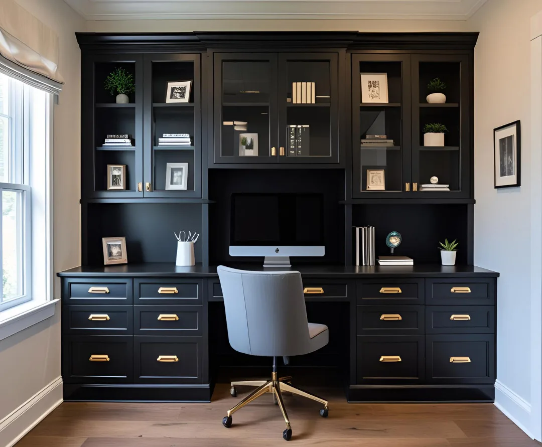 Dark colored home office desk