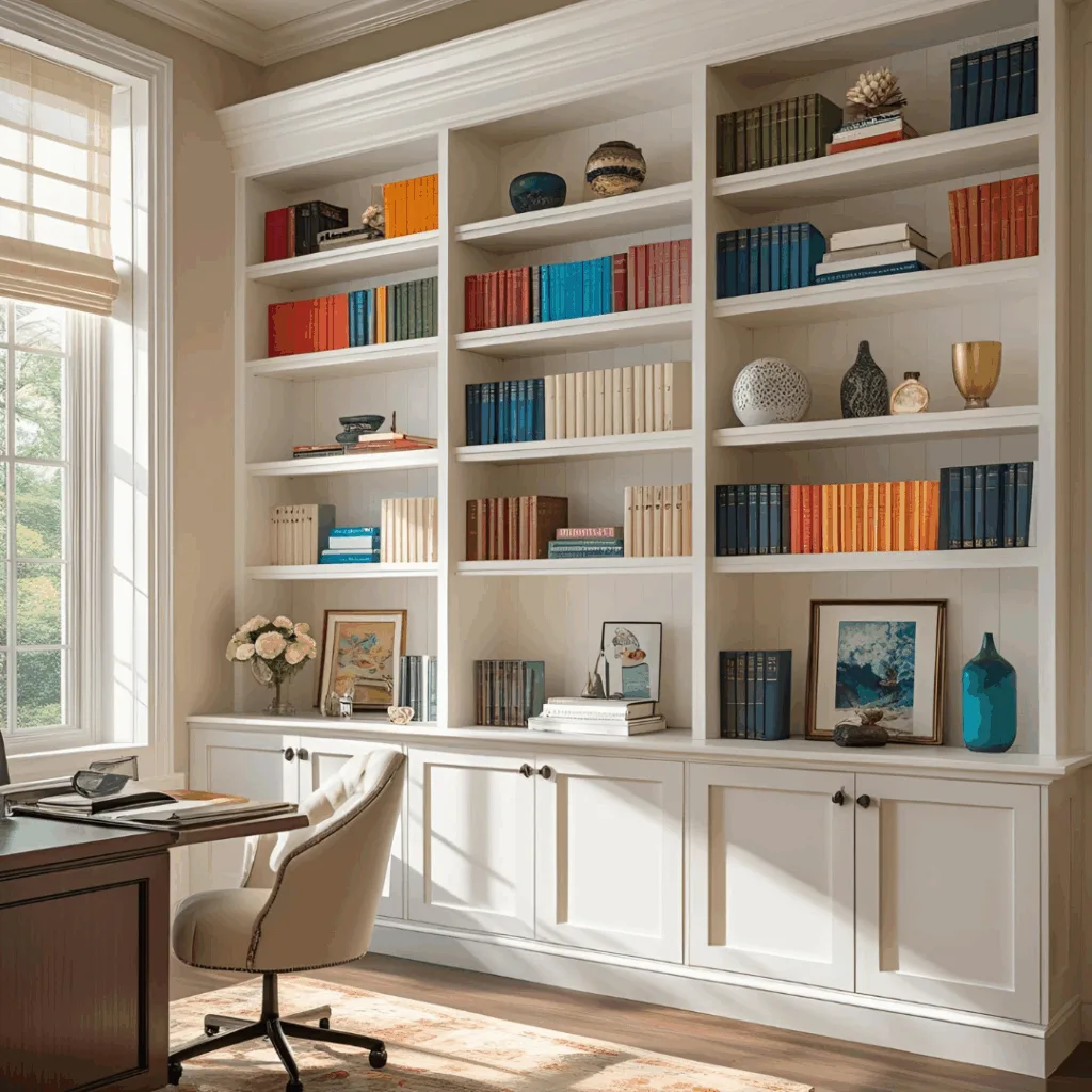 Home office library shelves