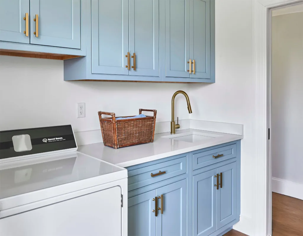 Blue custom built-in cabinets