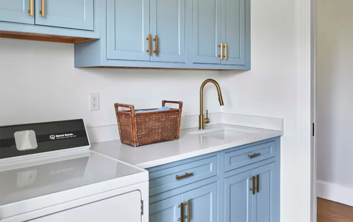 Blue custom built-in cabinets