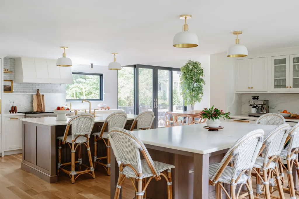 kitchen with island and custom cabinets