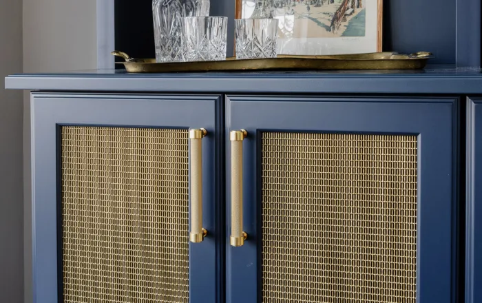 Cabinet with custom gold hardware