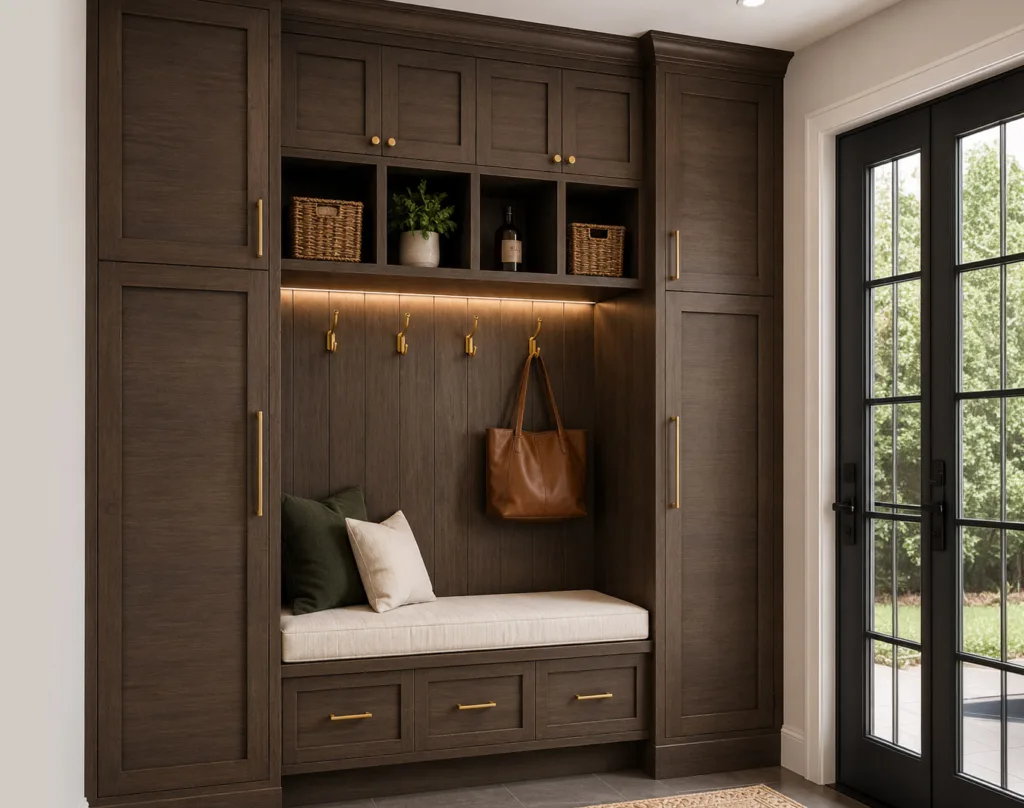 Mud room custom build in storage cabinets