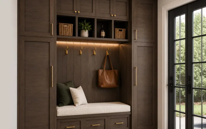 Mud room custom build in storage cabinets