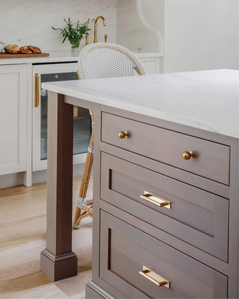 Closeup of semi custom cabinet drawers