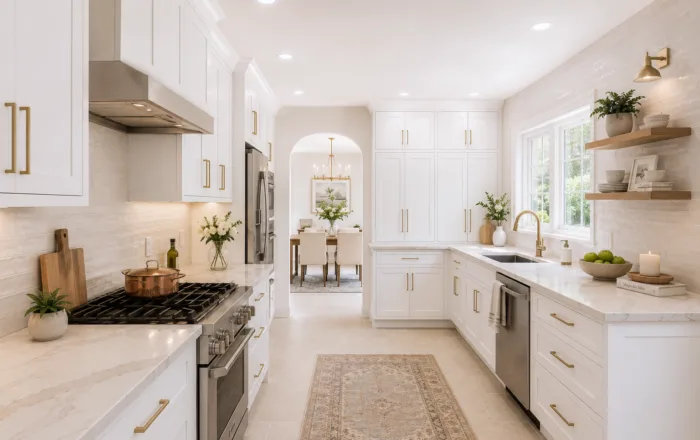 Custom kitchen with a lot of built in storage